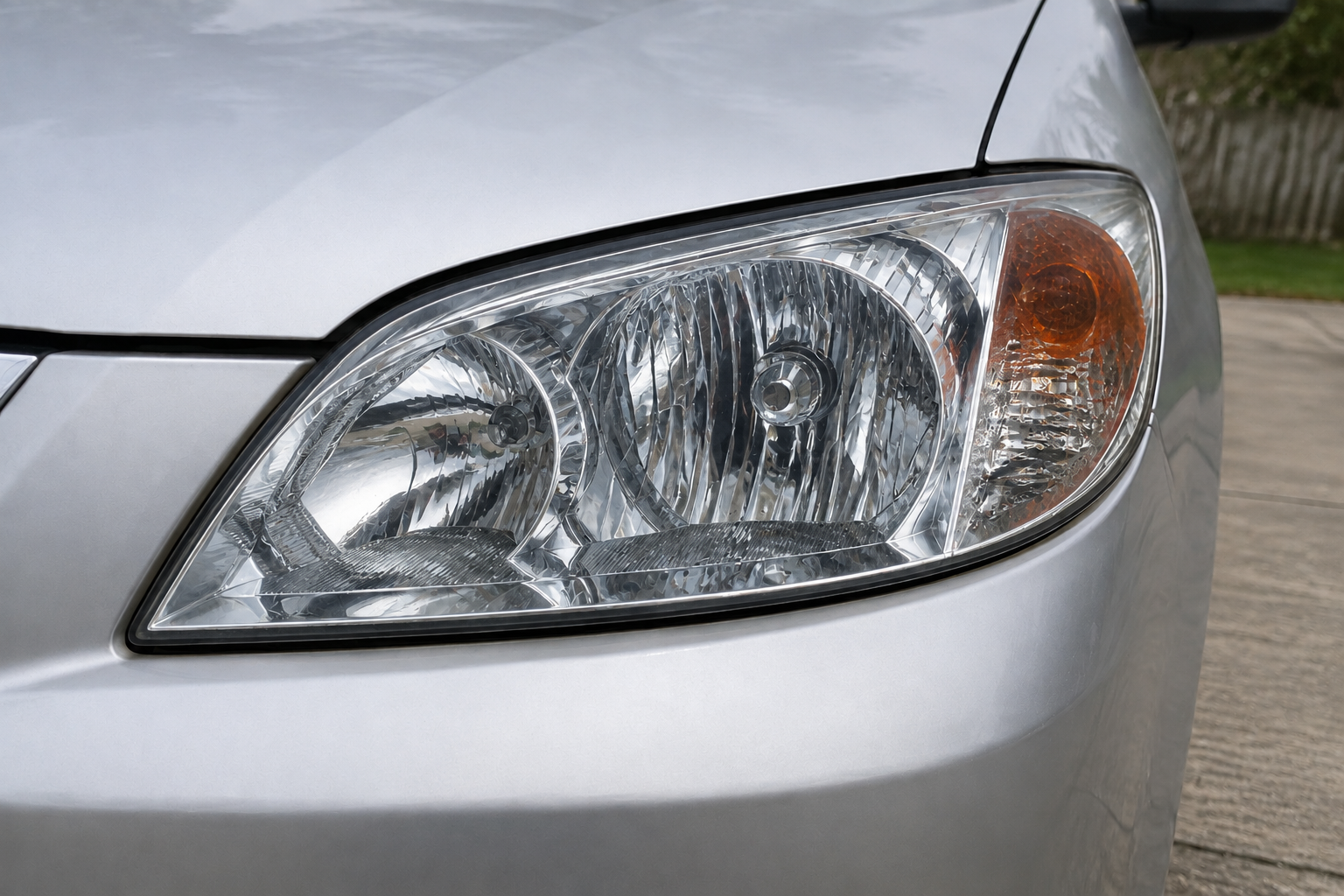 Clear, polished headlight after restoration